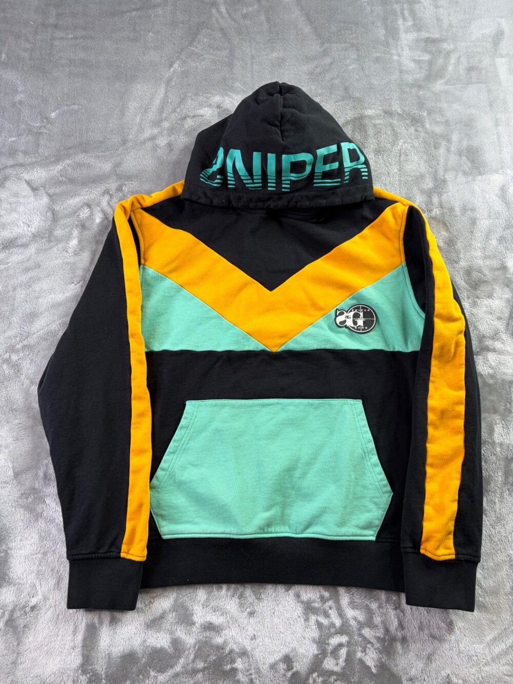 Gang Sniper Hoodie Mens Colorblock Crew Neck Long Sleeve Hooded Pullover Size M
